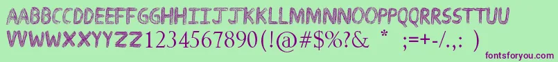 DrawingGuides Font – Purple Fonts on Green Background