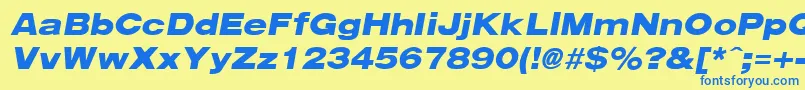 Arenablackextended ffy Font – Blue Fonts on Yellow Background