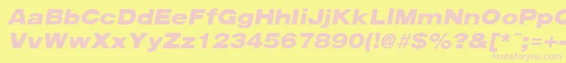 Arenablackextended ffy Font – Pink Fonts on Yellow Background