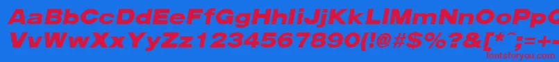Arenablackextended ffy-Schriftart – Rote Schriften auf blauem Hintergrund