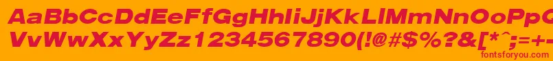 Arenablackextended ffy-Schriftart – Rote Schriften auf orangefarbenem Hintergrund