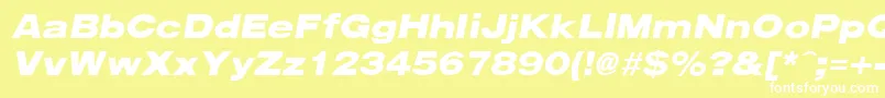Czcionka Arenablackextended ffy – białe czcionki na żółtym tle