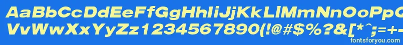 Arenablackextended ffy-Schriftart – Gelbe Schriften auf blauem Hintergrund