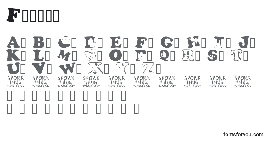 Schriftart Fridge – Alphabet, Zahlen, spezielle Symbole