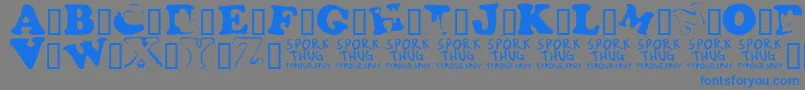 Fridge-Schriftart – Blaue Schriften auf grauem Hintergrund