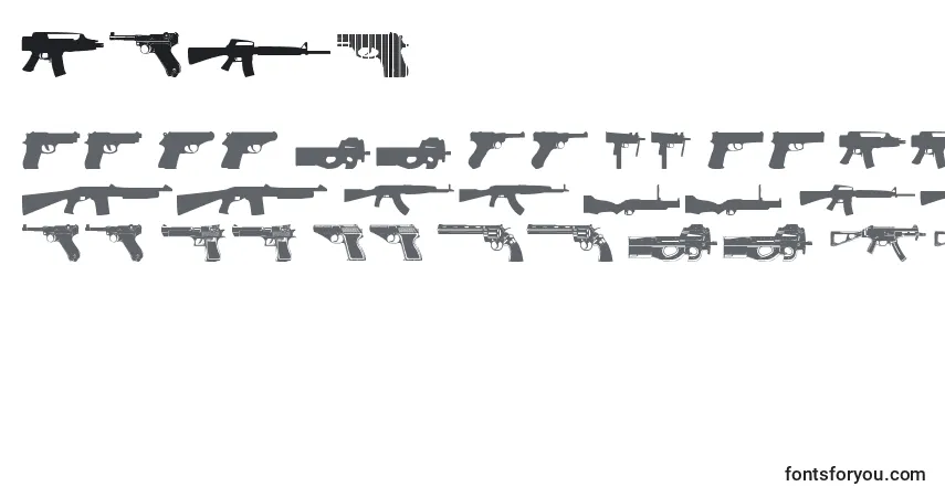Schriftart Guns2 – Alphabet, Zahlen, spezielle Symbole
