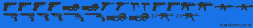 Guns2-Schriftart – Schwarze Schriften auf blauem Hintergrund