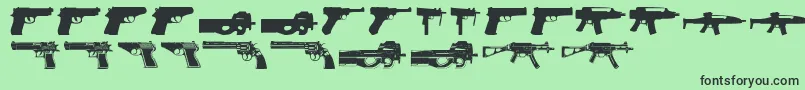 Guns2-Schriftart – Schwarze Schriften auf grünem Hintergrund