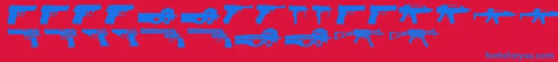 Guns2 Font – Blue Fonts on Red Background