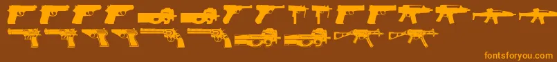 Guns2 Font – Orange Fonts on Brown Background