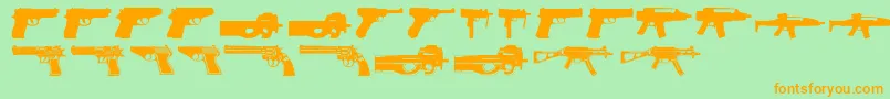 Guns2 Font – Orange Fonts on Green Background