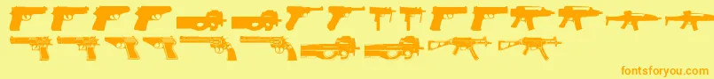 Guns2 Font – Orange Fonts on Yellow Background