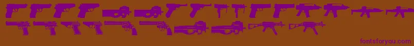 Guns2 Font – Purple Fonts on Brown Background