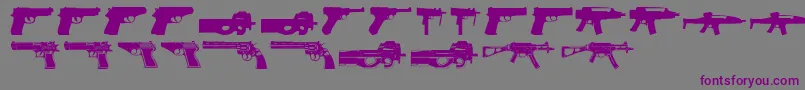 Guns2-Schriftart – Violette Schriften auf grauem Hintergrund