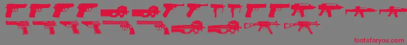 Guns2-Schriftart – Rote Schriften auf grauem Hintergrund