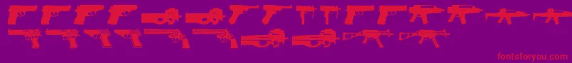 Guns2-Schriftart – Rote Schriften auf violettem Hintergrund