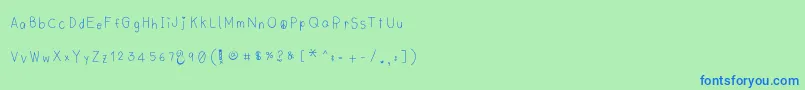 フォントLyemuelookkreung2 – 青い文字は緑の背景です。