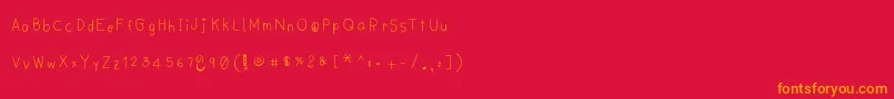 フォントLyemuelookkreung2 – 赤い背景にオレンジの文字