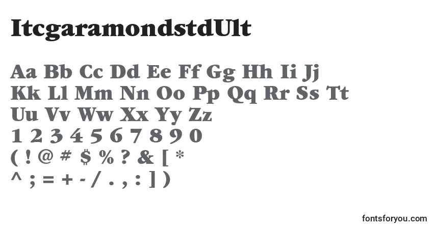 A fonte ItcgaramondstdUlt – alfabeto, números, caracteres especiais