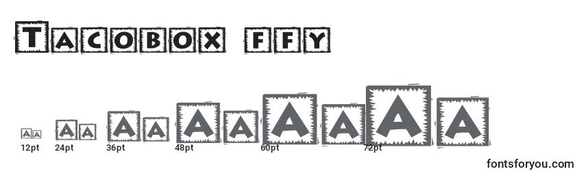 Größen der Schriftart Tacobox ffy
