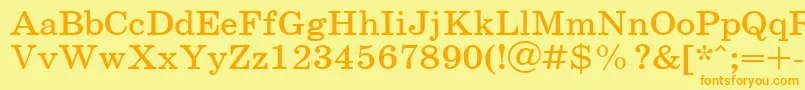 フォントSchoolPlain.001.001110n – オレンジの文字が黄色の背景にあります。
