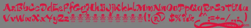 フォントBucaneraFontFfp – 赤い文字の灰色の背景