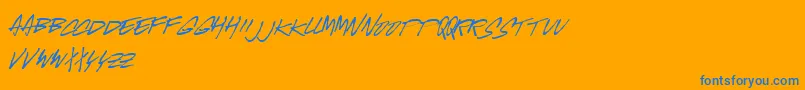 McgurrScript-Schriftart – Blaue Schriften auf orangefarbenem Hintergrund