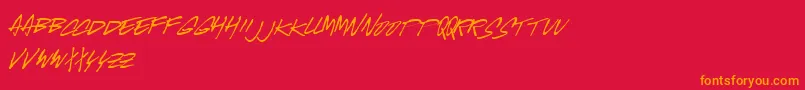 McgurrScript-Schriftart – Orangefarbene Schriften auf rotem Hintergrund