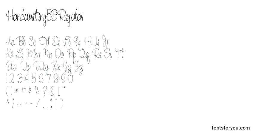Czcionka Handwriting53Regular – alfabet, cyfry, specjalne znaki