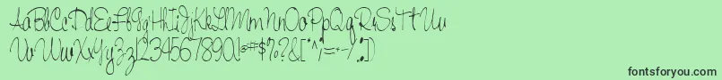 Czcionka Handwriting53Regular – czarne czcionki na zielonym tle