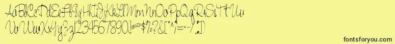 Handwriting53Regular-fontti – mustat fontit keltaisella taustalla