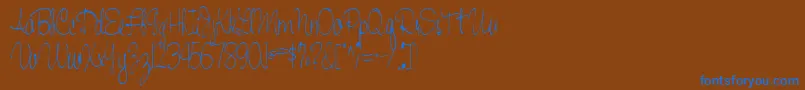 Handwriting53Regular-Schriftart – Blaue Schriften auf braunem Hintergrund