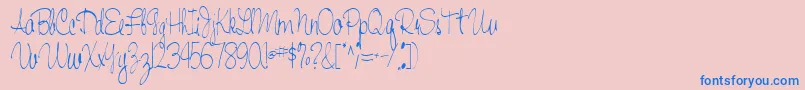 Fonte Handwriting53Regular – fontes azuis em um fundo rosa