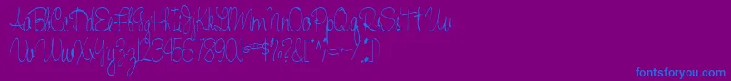 Fonte Handwriting53Regular – fontes azuis em um fundo violeta