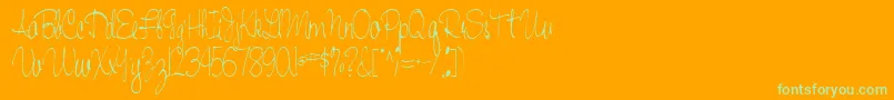 Fonte Handwriting53Regular – fontes verdes em um fundo laranja