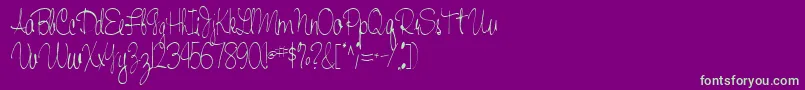 Handwriting53Regular Font – Green Fonts on Purple Background