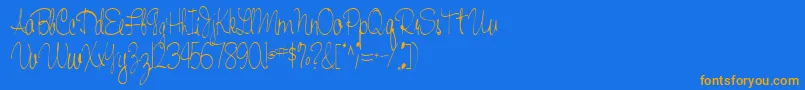 Czcionka Handwriting53Regular – pomarańczowe czcionki na niebieskim tle