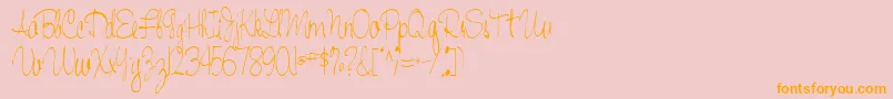 Handwriting53Regular-Schriftart – Orangefarbene Schriften auf rosa Hintergrund