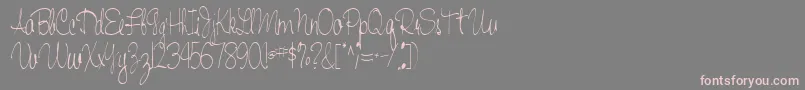 Czcionka Handwriting53Regular – różowe czcionki na szarym tle