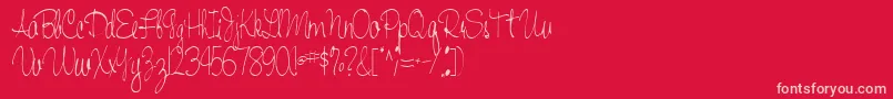 Handwriting53Regular-fontti – vaaleanpunaiset fontit punaisella taustalla