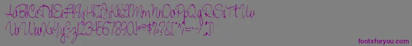 Czcionka Handwriting53Regular – fioletowe czcionki na szarym tle