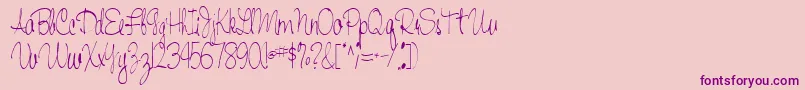 Handwriting53Regular Font – Purple Fonts on Pink Background