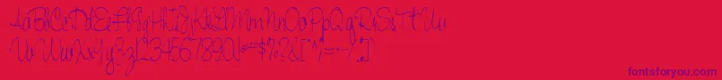 Fonte Handwriting53Regular – fontes roxas em um fundo vermelho
