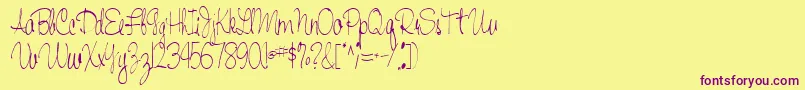 Fonte Handwriting53Regular – fontes roxas em um fundo amarelo