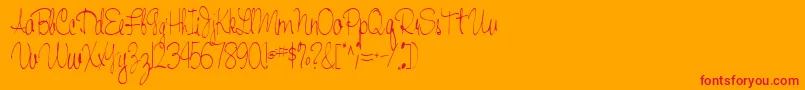 Handwriting53Regular-Schriftart – Rote Schriften auf orangefarbenem Hintergrund