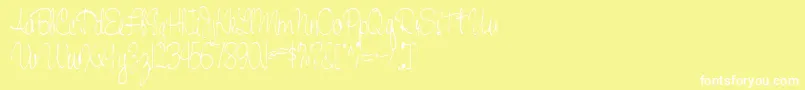 Handwriting53Regular-fontti – valkoiset fontit keltaisella taustalla