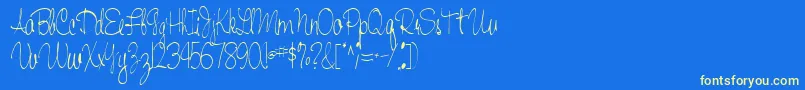 Handwriting53Regular Font – Yellow Fonts on Blue Background
