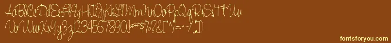 Czcionka Handwriting53Regular – żółte czcionki na brązowym tle