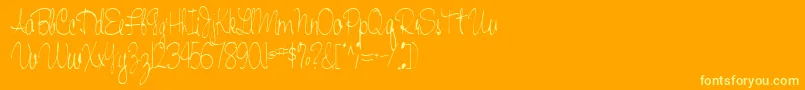 Handwriting53Regular Font – Yellow Fonts on Orange Background