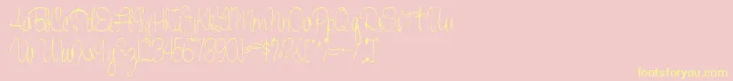 Handwriting53Regular-fontti – keltaiset fontit vaaleanpunaisella taustalla